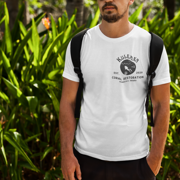 kuleana coral restoration hawaii nonprofit 100% cotton diver diving black and white logo t-shirt